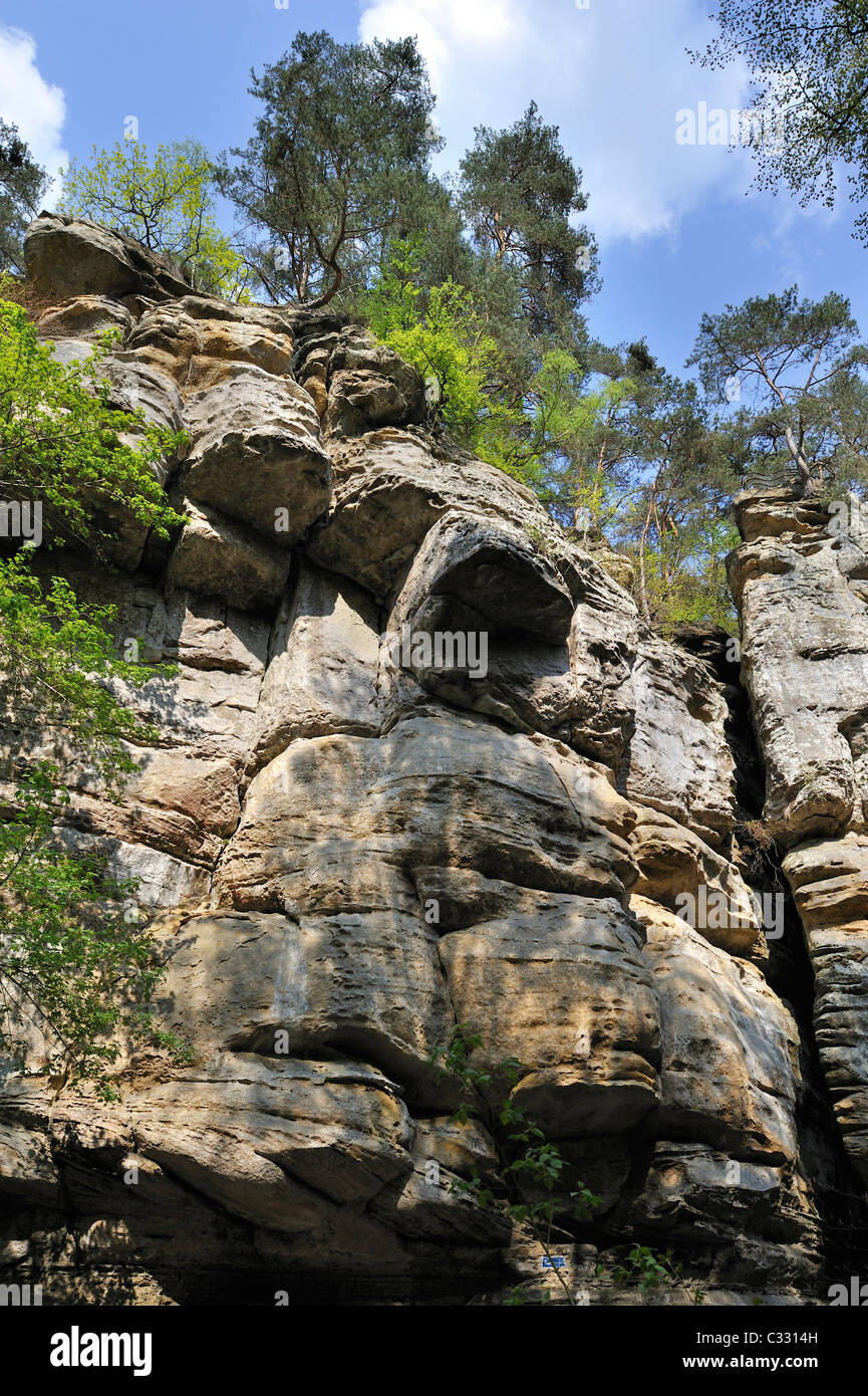 The sandstone rock formation Perekop in Berdorf, Little Switzerland / Mullerthal, Grand Duchy of Luxembourg Stock Photo