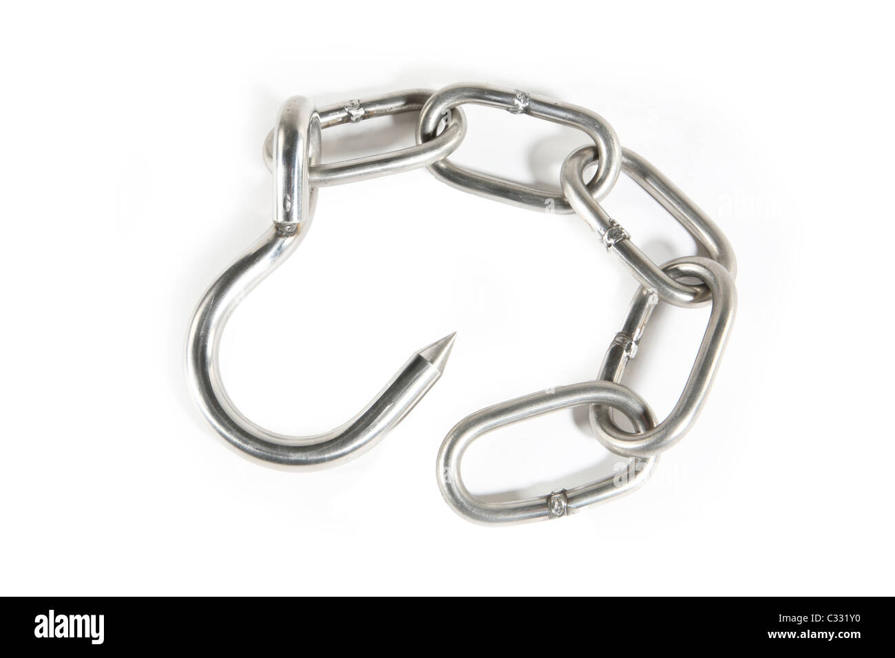 Metal heavy chain and hook Stock Photo