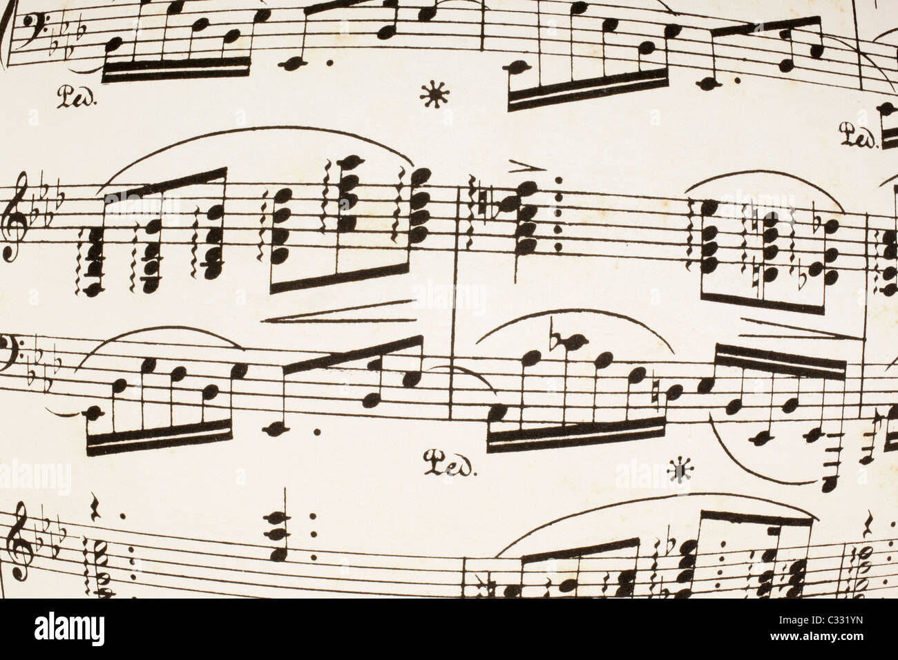 Sample of musical annotation. Sequence from Barcarola, a 19th century work by C. Sadurní. Stock Photo