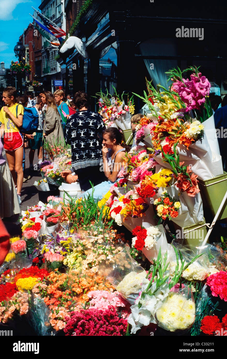Dublin, Co Dublin, Ireland, Grafton Street, Flower Stall Stock Photo