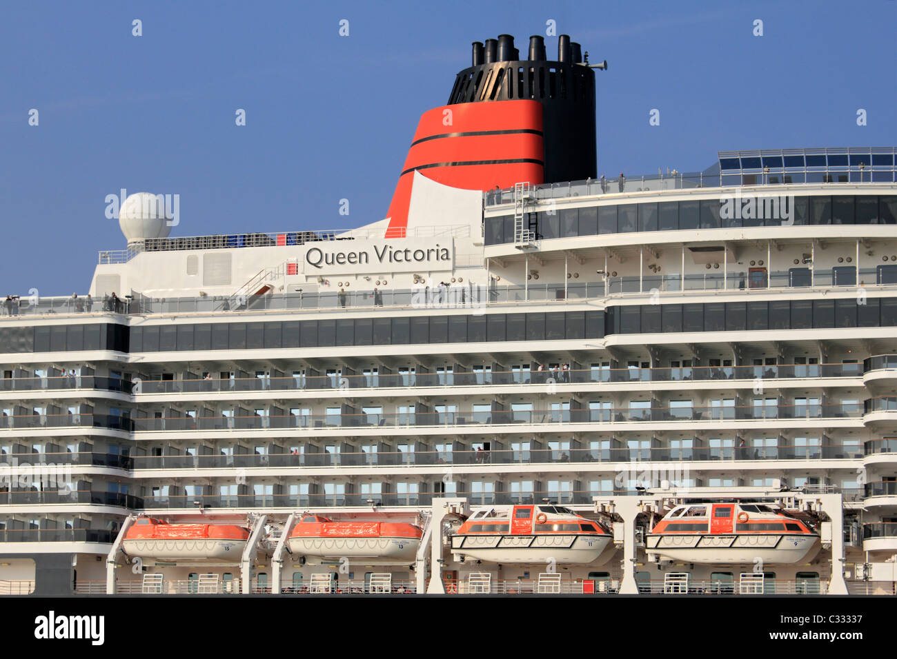 Queen Victoria Cunard cruise ship in Southampton Water, Hampshire