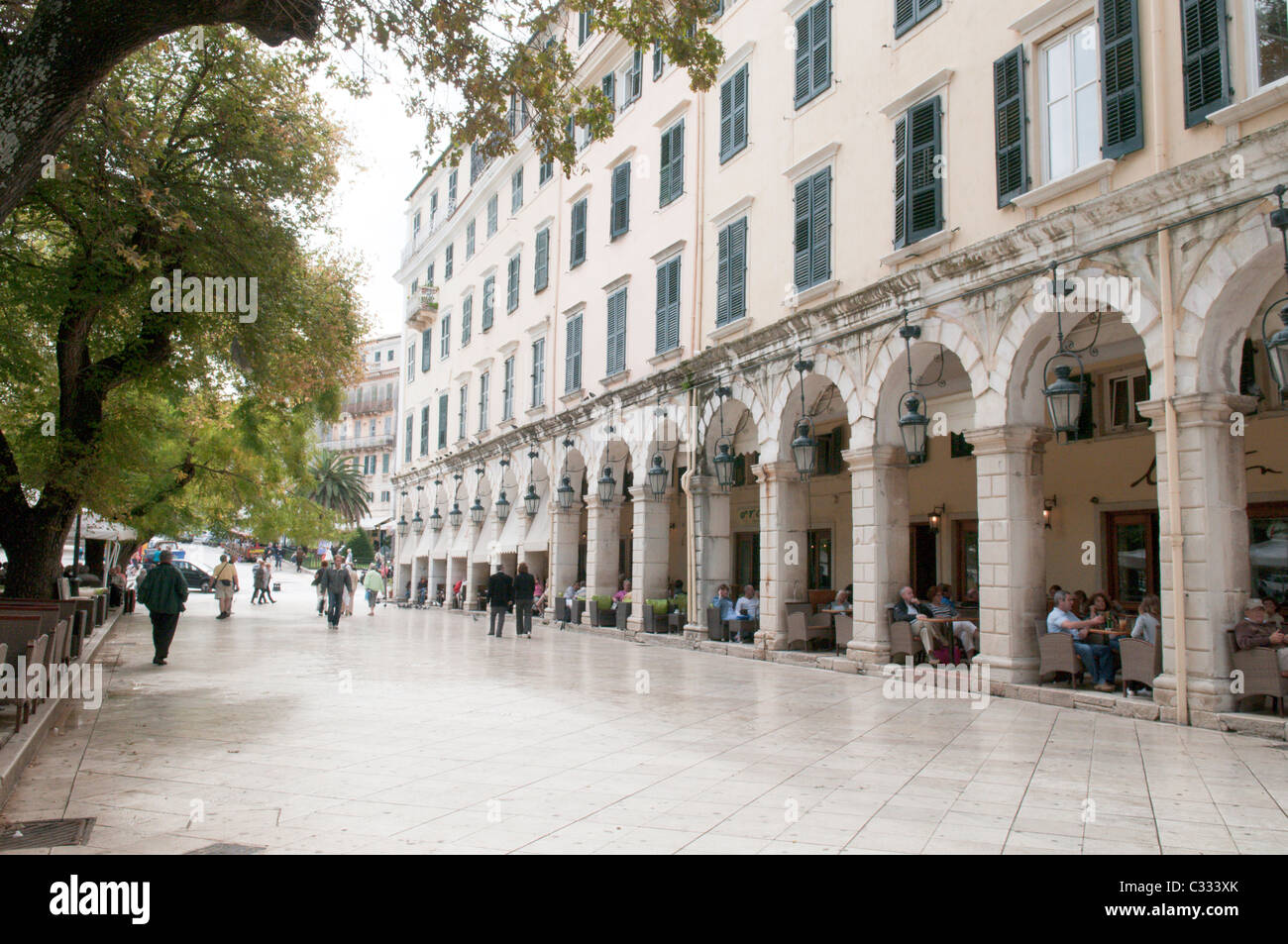 Corfu, Greece. October. The Liston Archade, French architecture in Corfu Town. Stock Photo