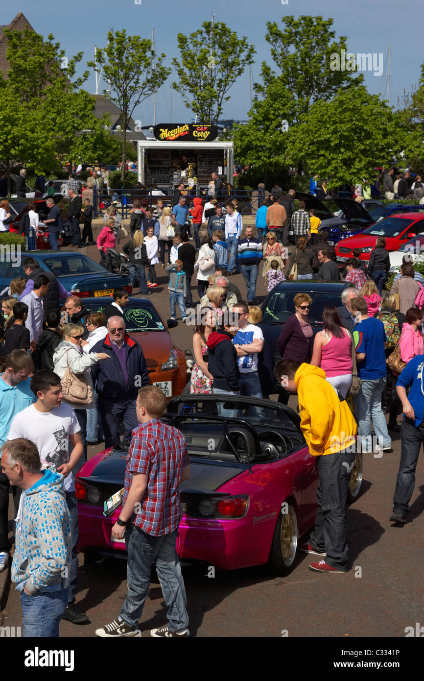 crowds at a modified car show in the uk Stock Photo Alamy