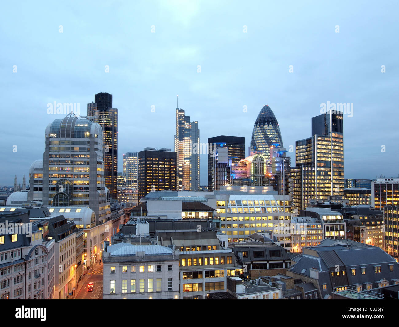 skyline of financial district city of London England Britain UK Stock Photo