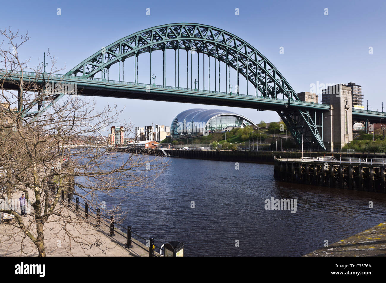 Gateshead Quays on the River Tyne High Level Bridge with Sage, Baltic