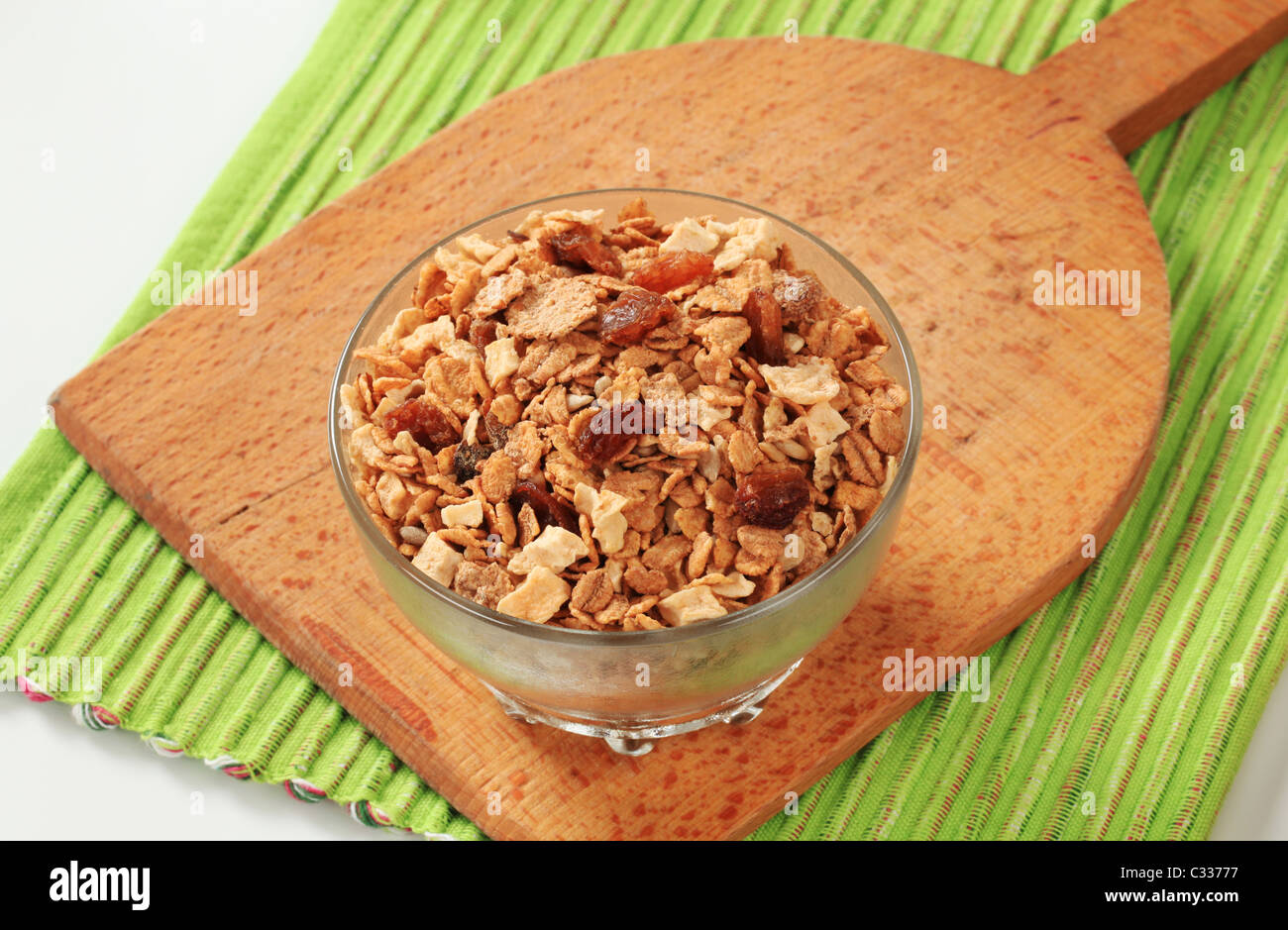Bowl of mixed breakfast cereals and dried fruit Stock Photo Alamy