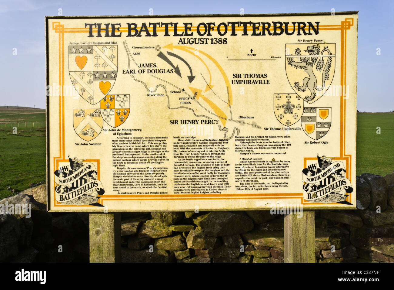 Otteburn battle site Northumberland, Britain Stock Photo