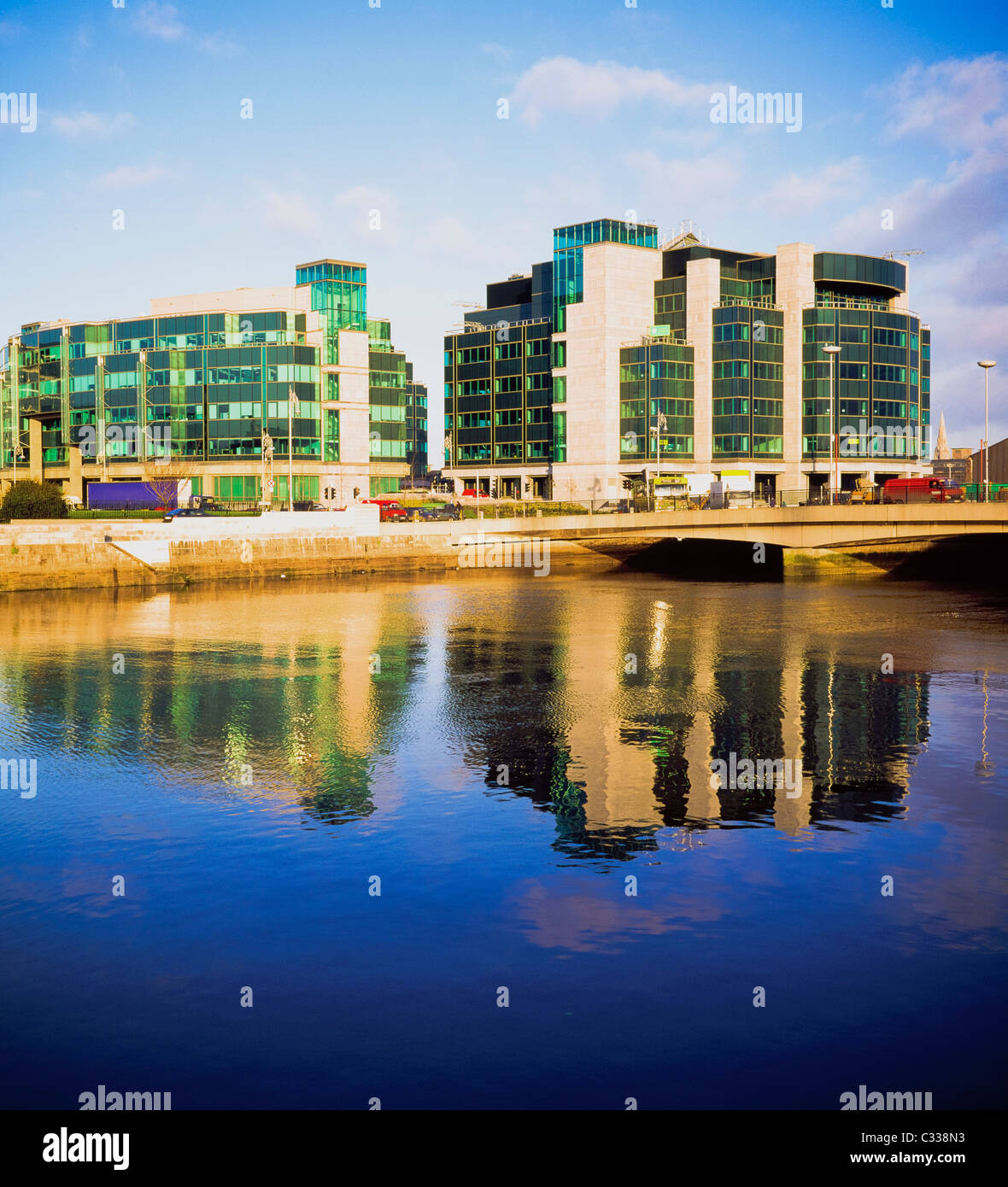 Dublin, Co Dublin, Ireland, The River Liffey, Custom House, International Financial Services Centre (Ifsc) Stock Photo