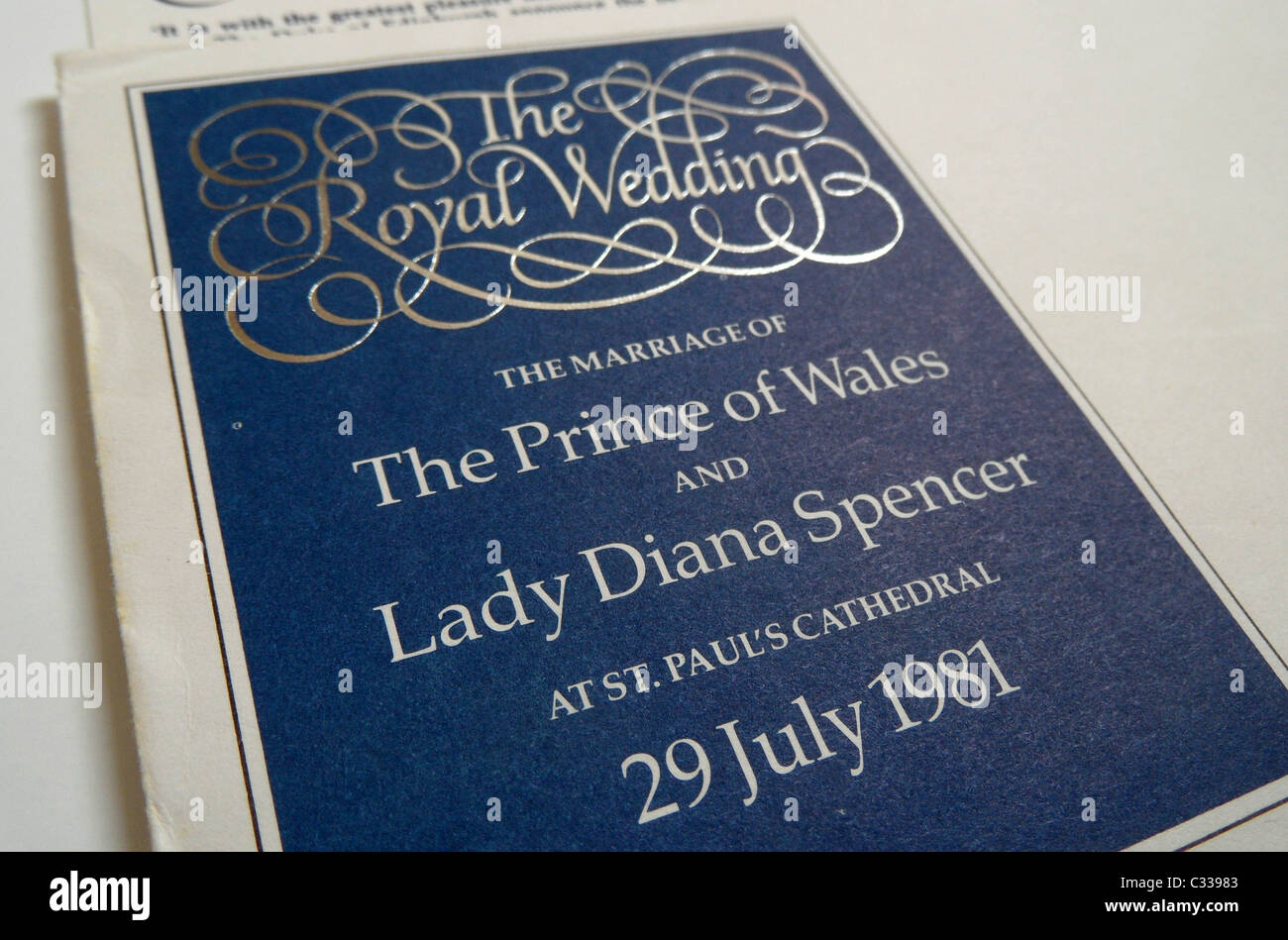 First day cover stamp issued for the Marriage of Prince Charles and Lady Diana Spencer on 29th July 1981. Stock Photo