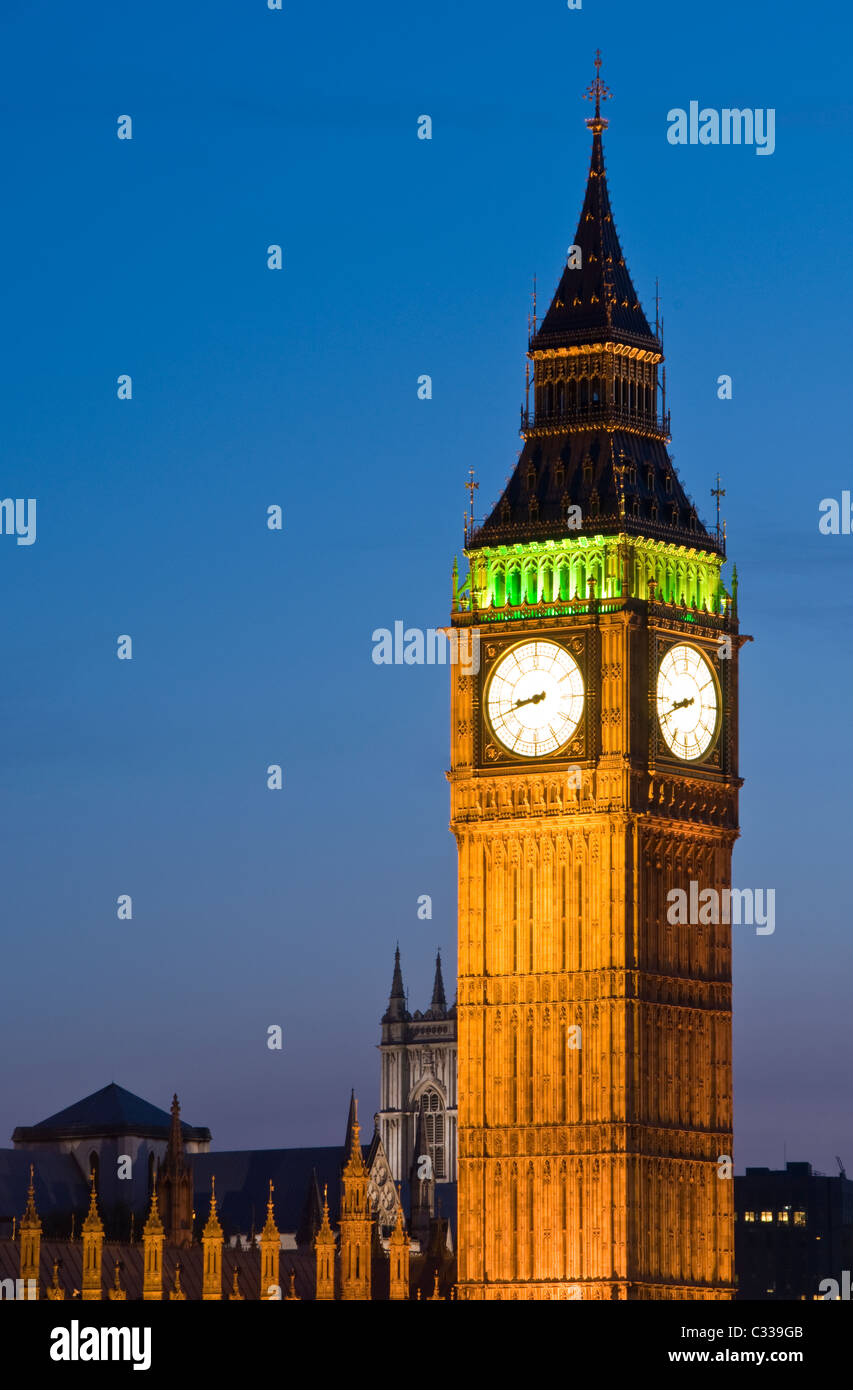 Big Ben at Night, Houses of Parliament, London, England, UK Stock Photo