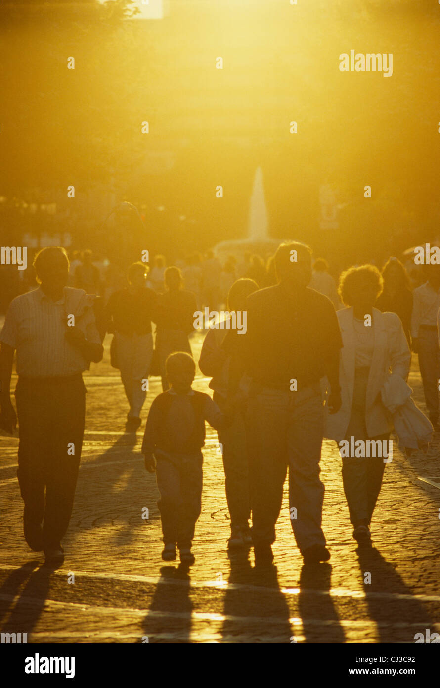 Crowd people walking silhouette hi-res stock photography and images - Alamy