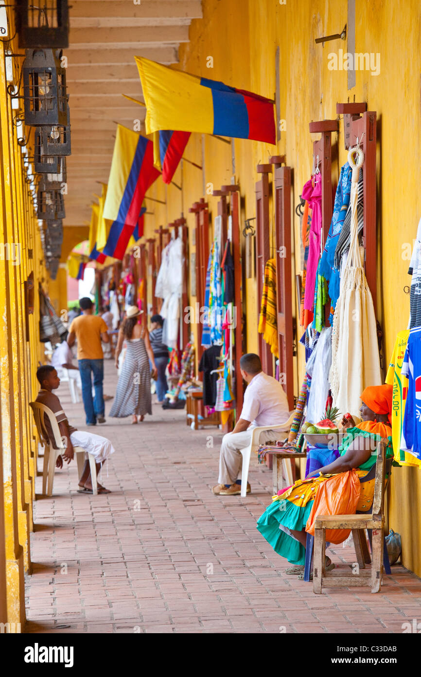 Souvenir shops at Artesanias Indias Catalina II in Cartagena, Colombia Stock Photo