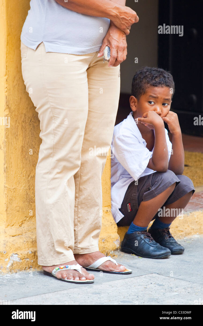 Colombian boy, old town, Cartagena, Colombia Stock Photo