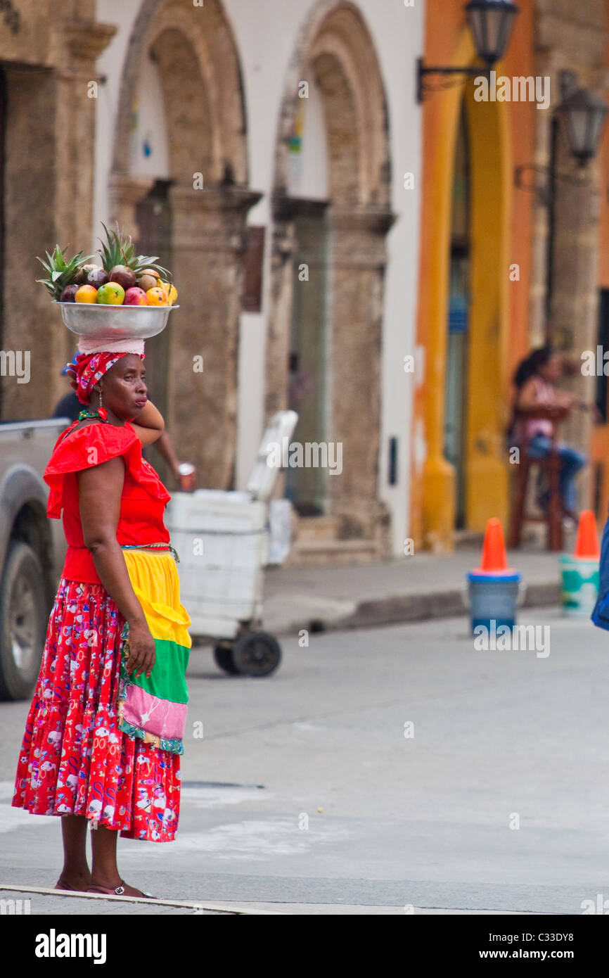 Fruit lady, old town, Cartagena, Colombia Stock Photo