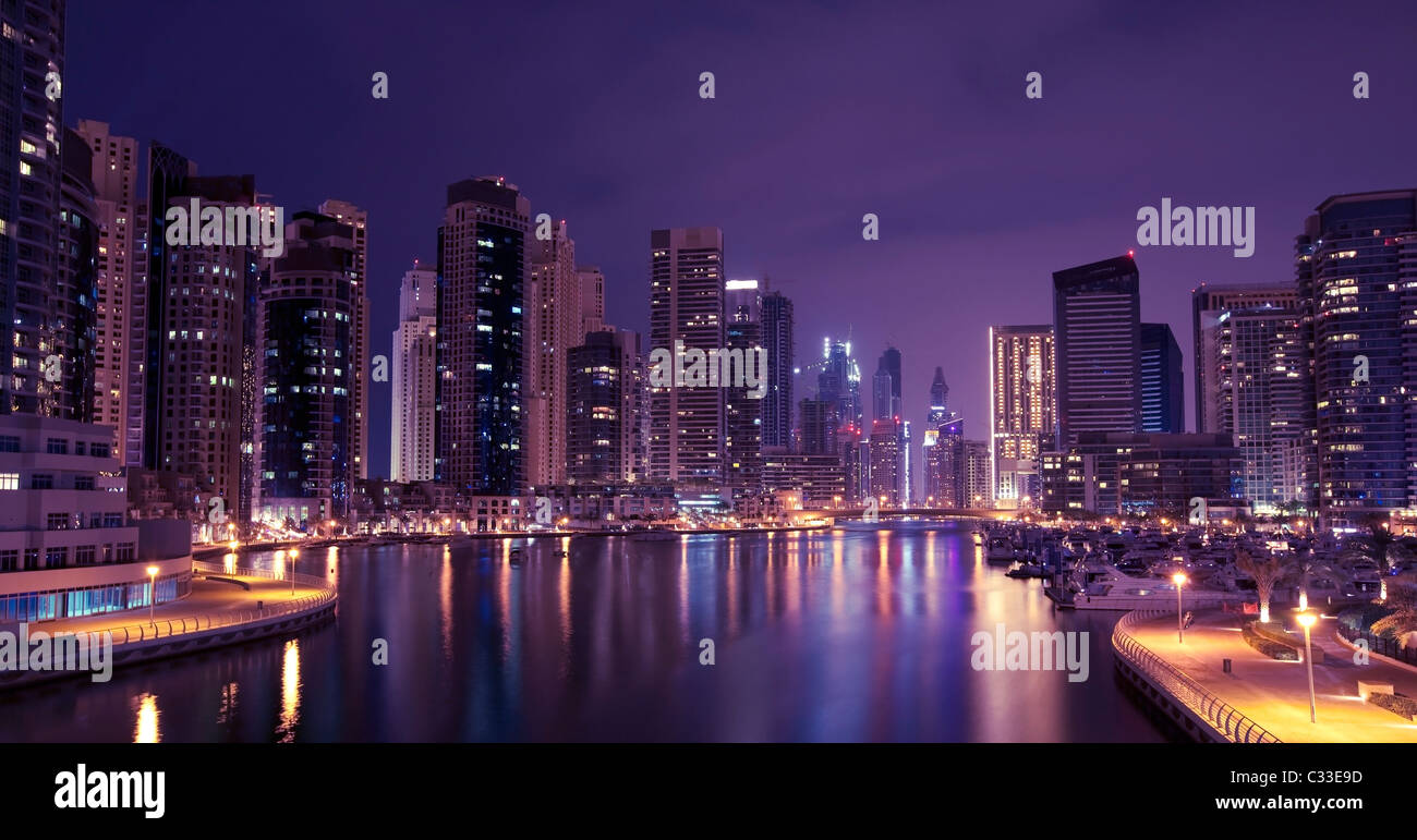 Night city. Dubai Stock Photo