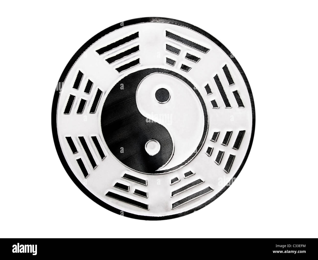 Yin yang with trigrams Stock Photo