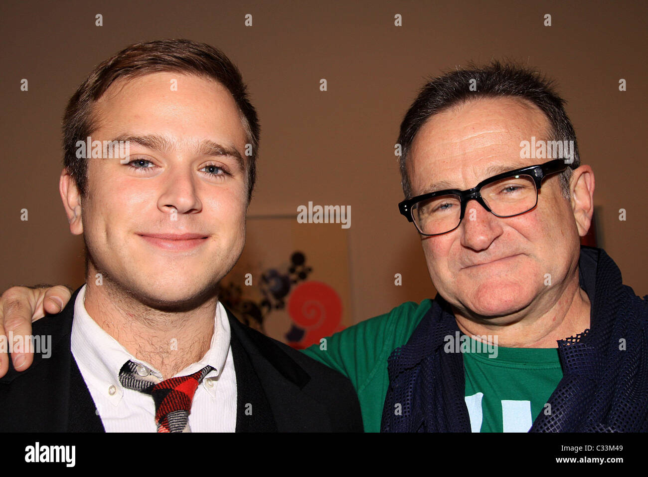 Zachary Pym Williams and Robin Williams Timo Pre Fall 2009 Launch with Interview Magazine at Phillips De Pury New York City, Stock Photo