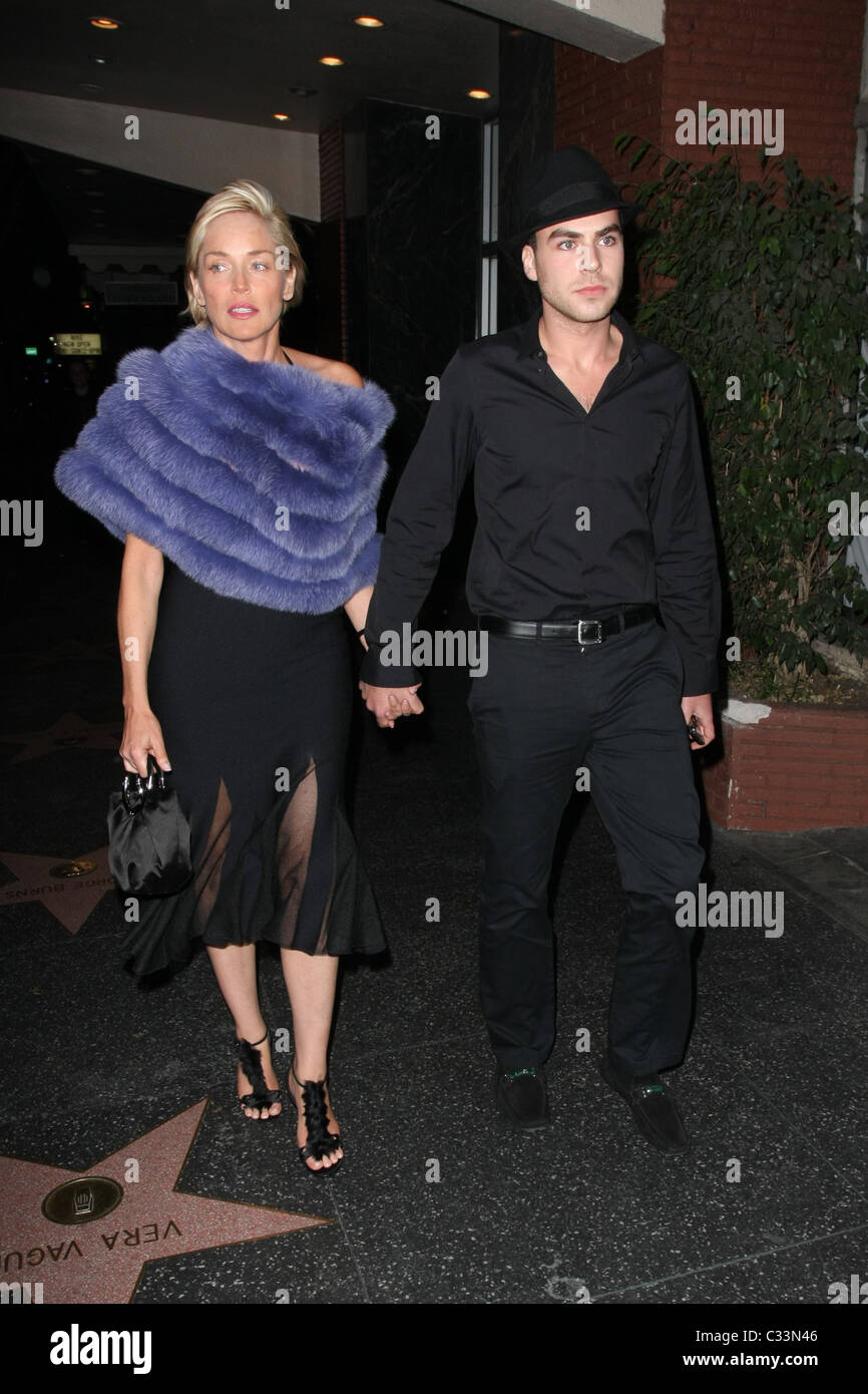 Sharon Stone and her boyfriend Chase Dreyfous outside Katsuya ...