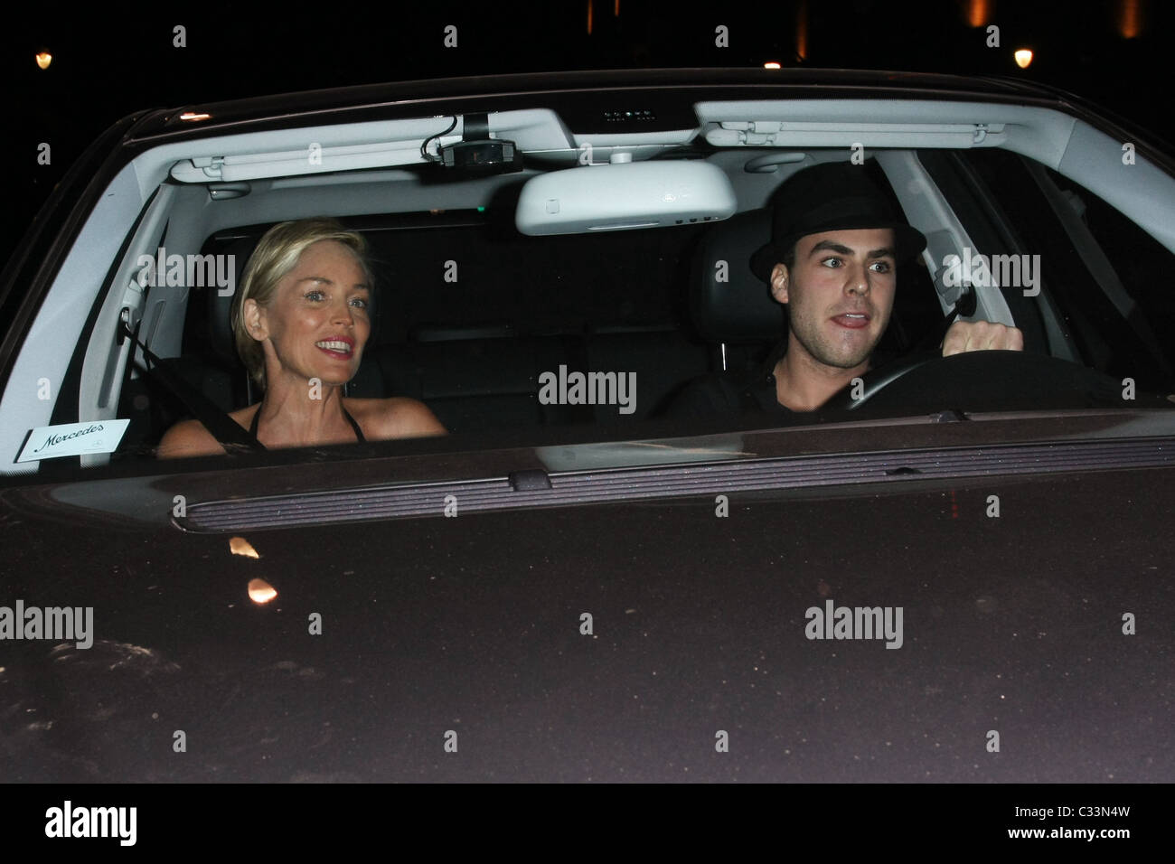 Sharon Stone and her boyfriend Chase Dreyfous outside Katsuya ...