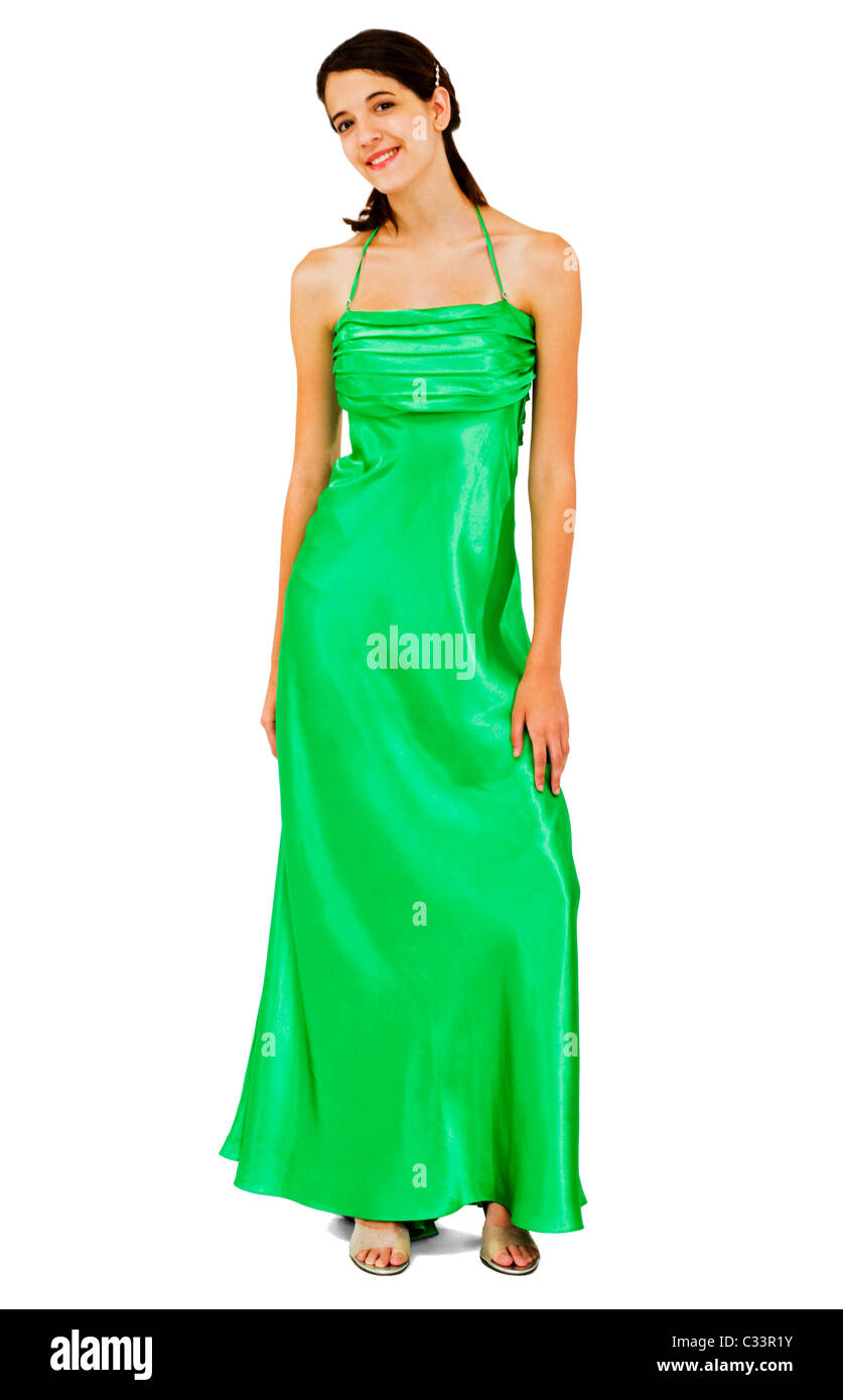 Caucasian young woman posing and smiling isolated over white Stock ...