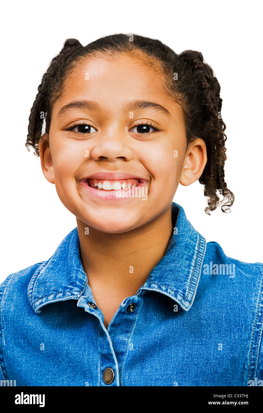 Portrait of a girl smiling isolated over white Stock Photo - Alamy