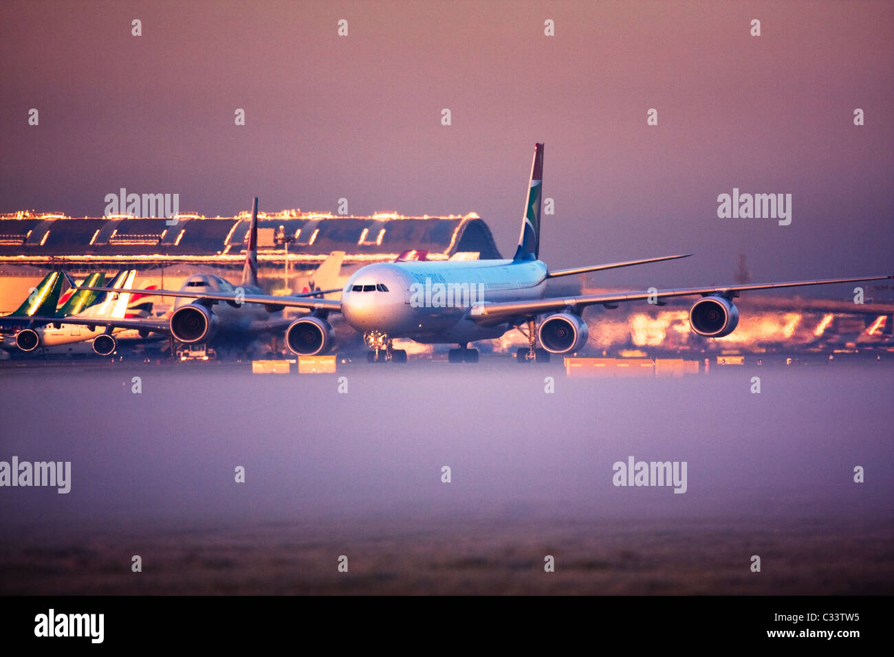 South African Airways Airbus A340-600 at London Heathrow Airport, UK Stock Photo