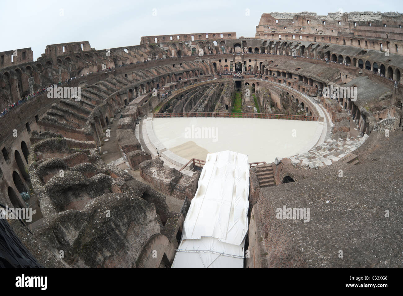 Colosseo (Coliseum) fisheye lens interior view Stock Photo