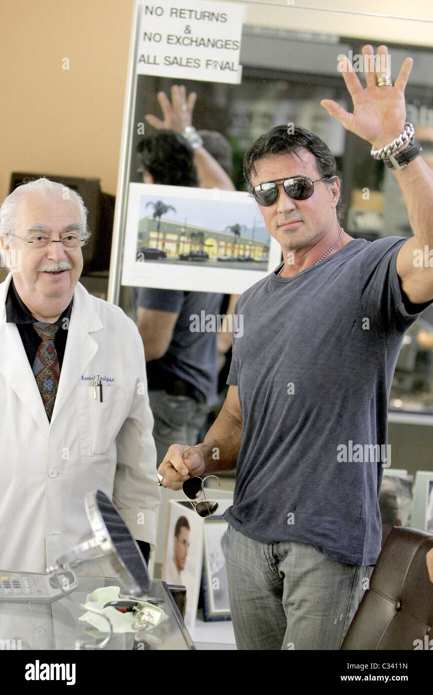 Sylvester Stallone shopping for glasses with his brother at Strand Optical  Los Angeles, California - 29.11.08 Stock Photo - Alamy