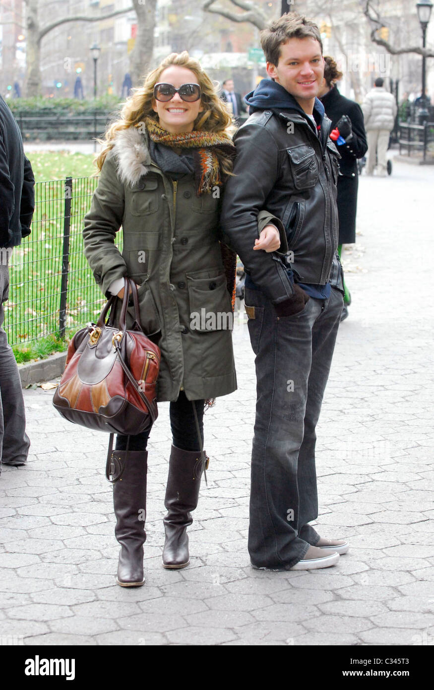 Becki Newton and her brother Matt Newton on the set of 'Ugly Betty' New