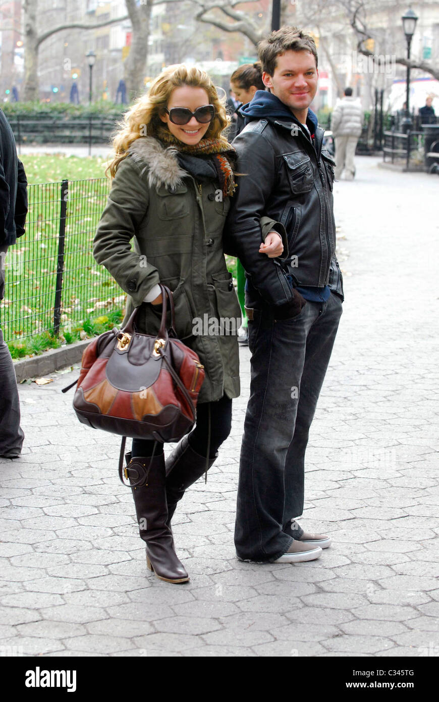 Becki Newton and her brother Matt Newton on the set of 'Ugly Betty' New ...