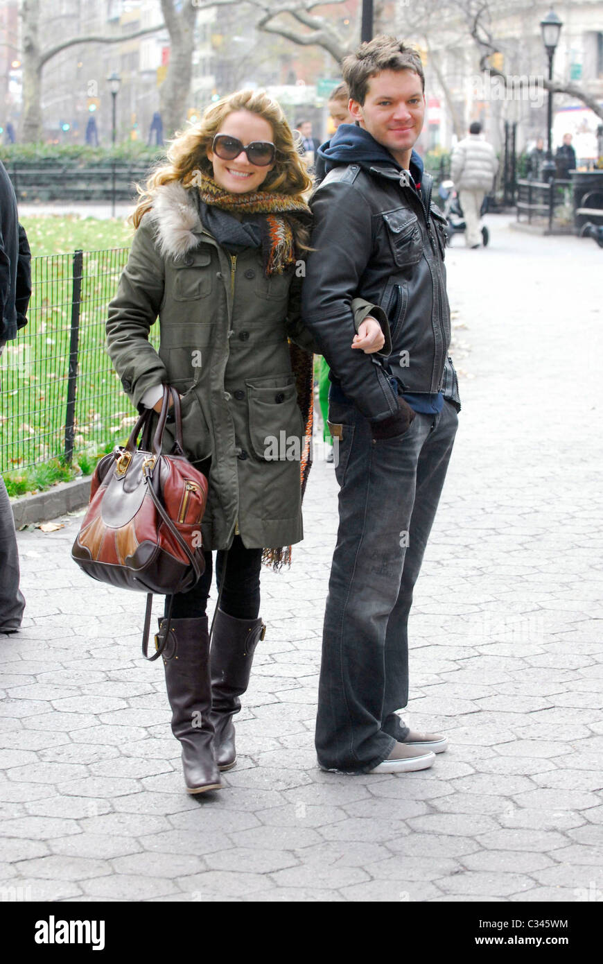 Becki Newton and her brother Matt Newton on the set of 'Ugly Betty' New