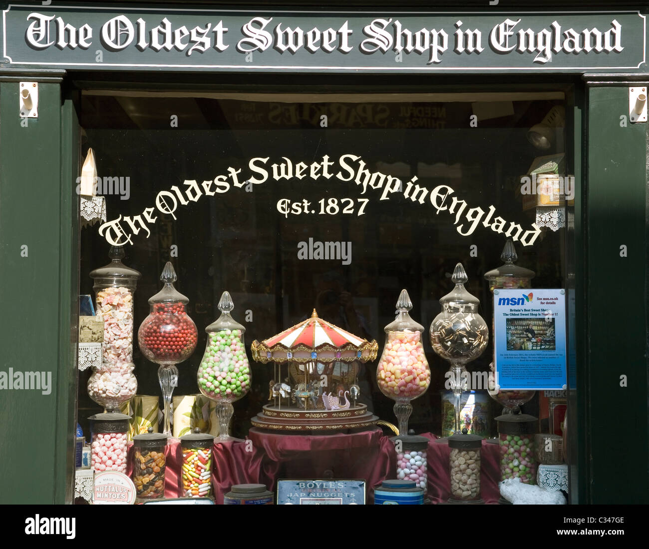 England Yorkshire Pateley bridge, England's oldest sweet shop Stock Photo