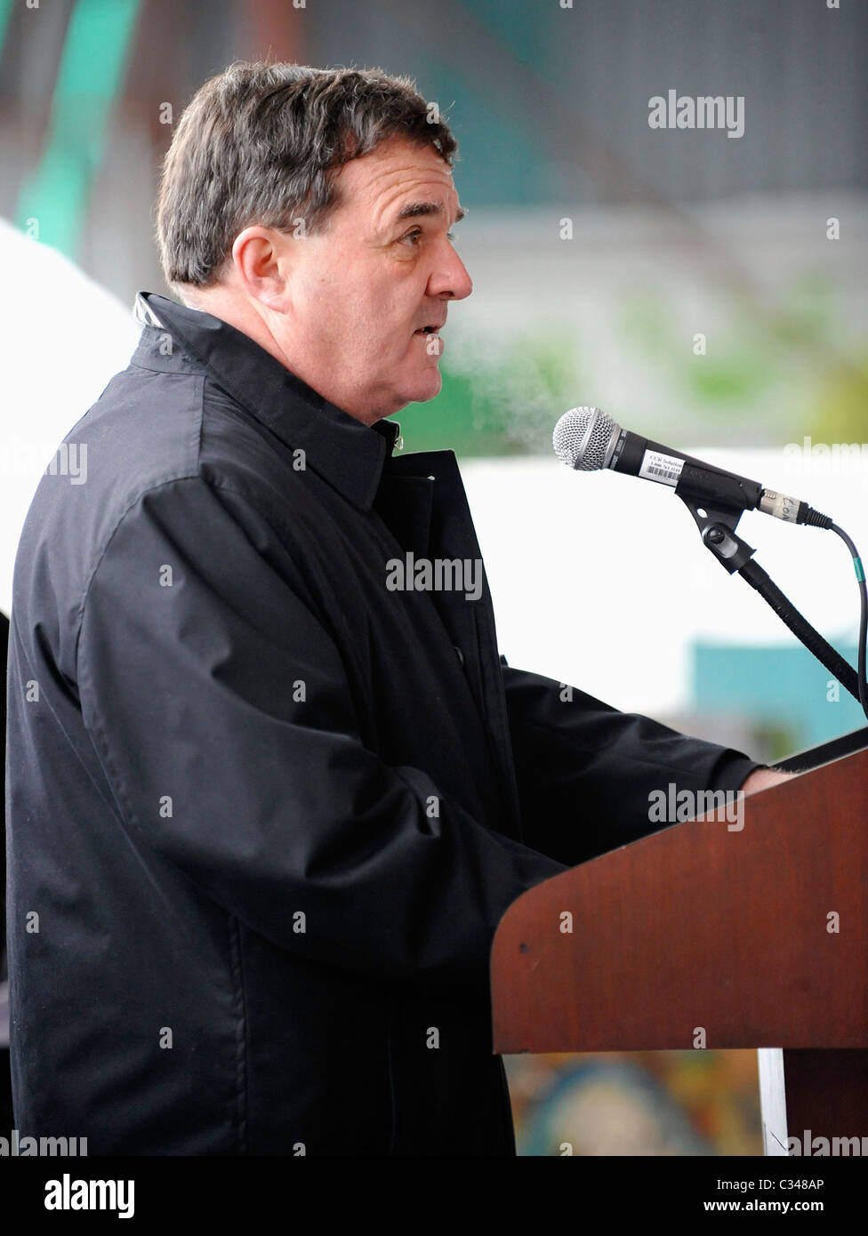 Canadian Finance Minister Jim Flaherty Groundbreaking event for the Evergreen Brick Works, Canada's first large-scale Stock Photo