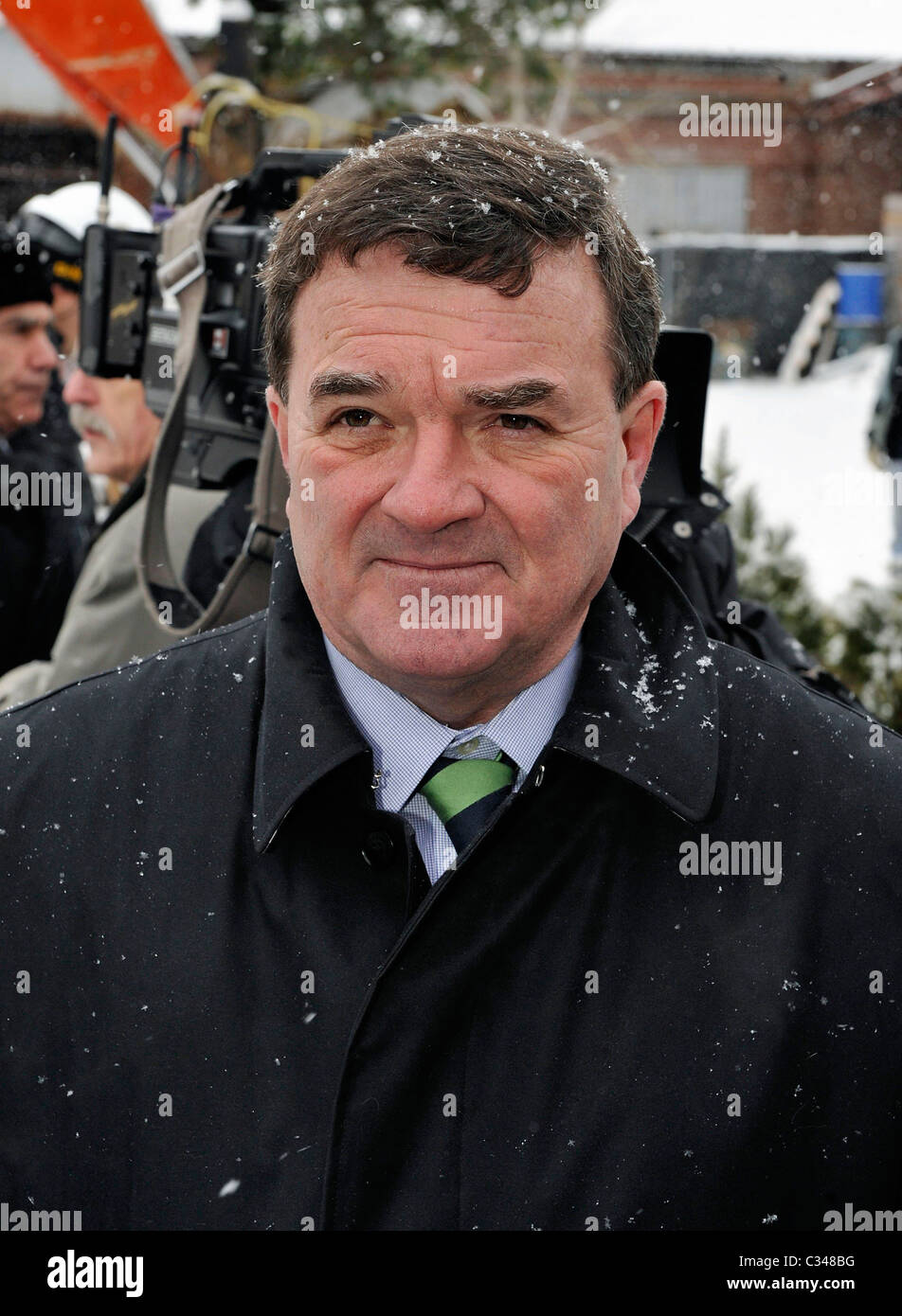 Canadian Finance Minister Jim Flaherty Groundbreaking event for the Evergreen Brick Works, Canada's first large-scale Stock Photo