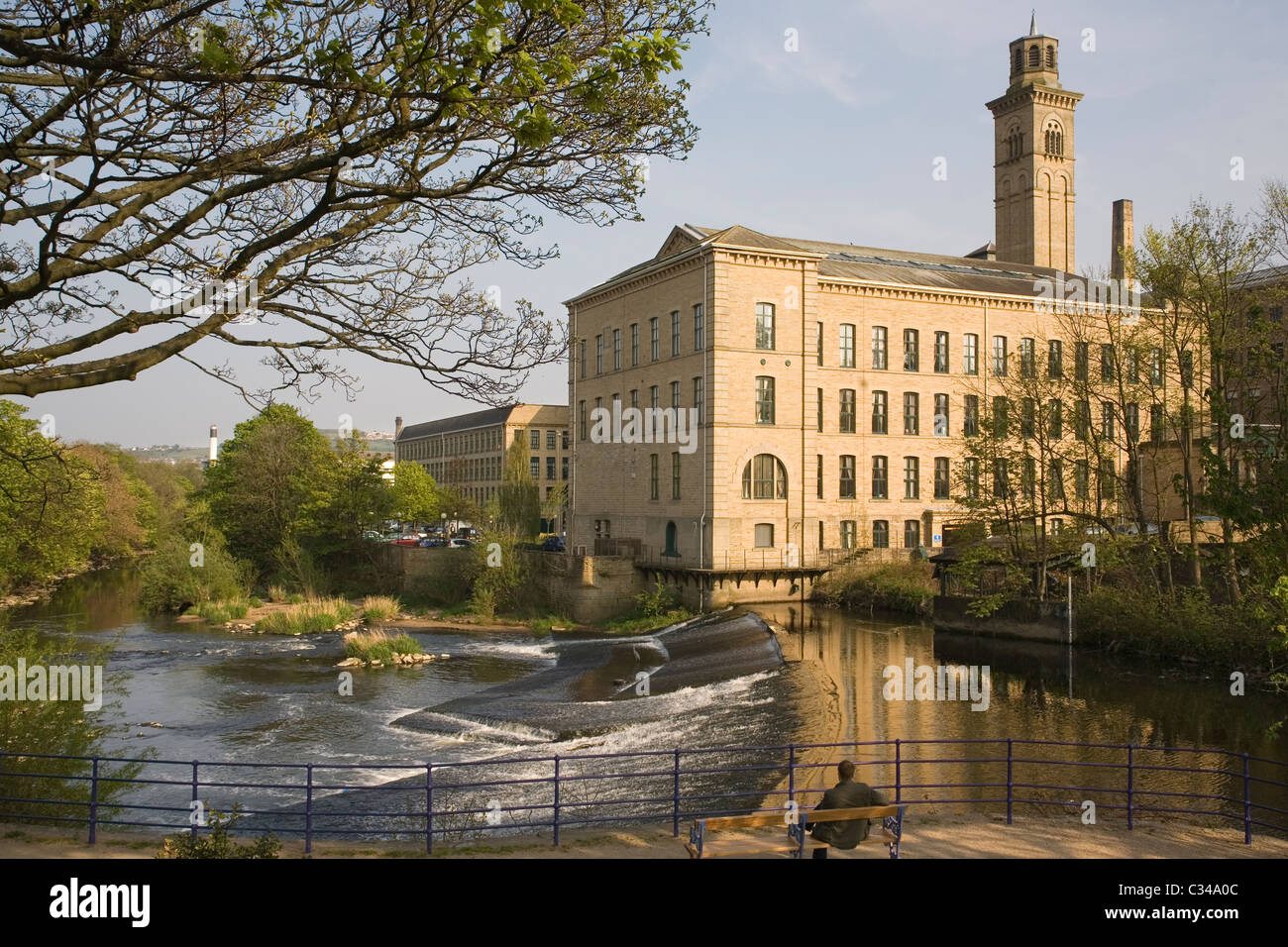 England Yorkshire Shipley Saltaire mill & River Aire Stock Photo - Alamy
