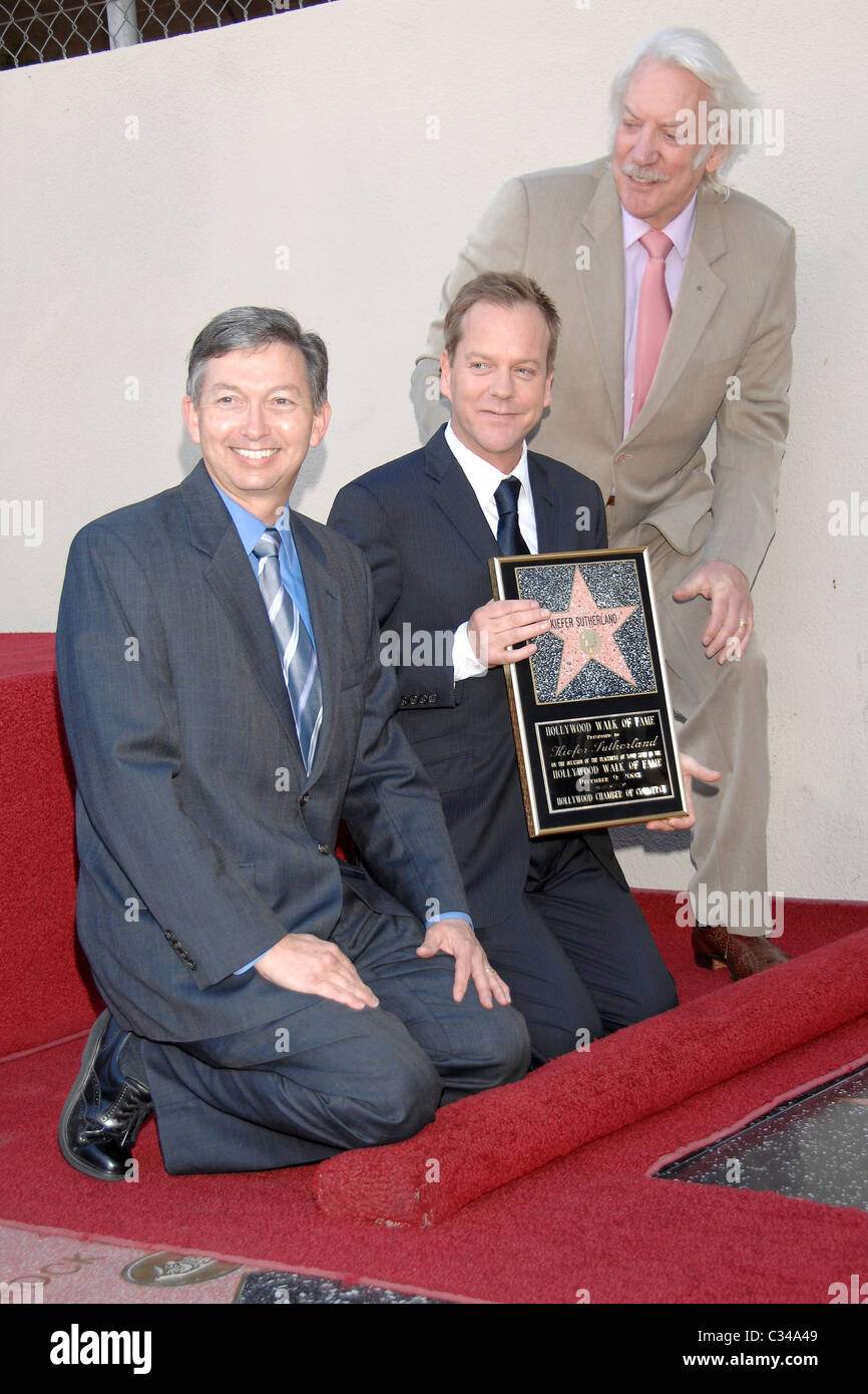 Guest, Kiefer Sutherland and Donald Sutherland Kiefer Sutherland receives the  2,377th Star on the Hollywood Walk of Fame Los Stock Photo