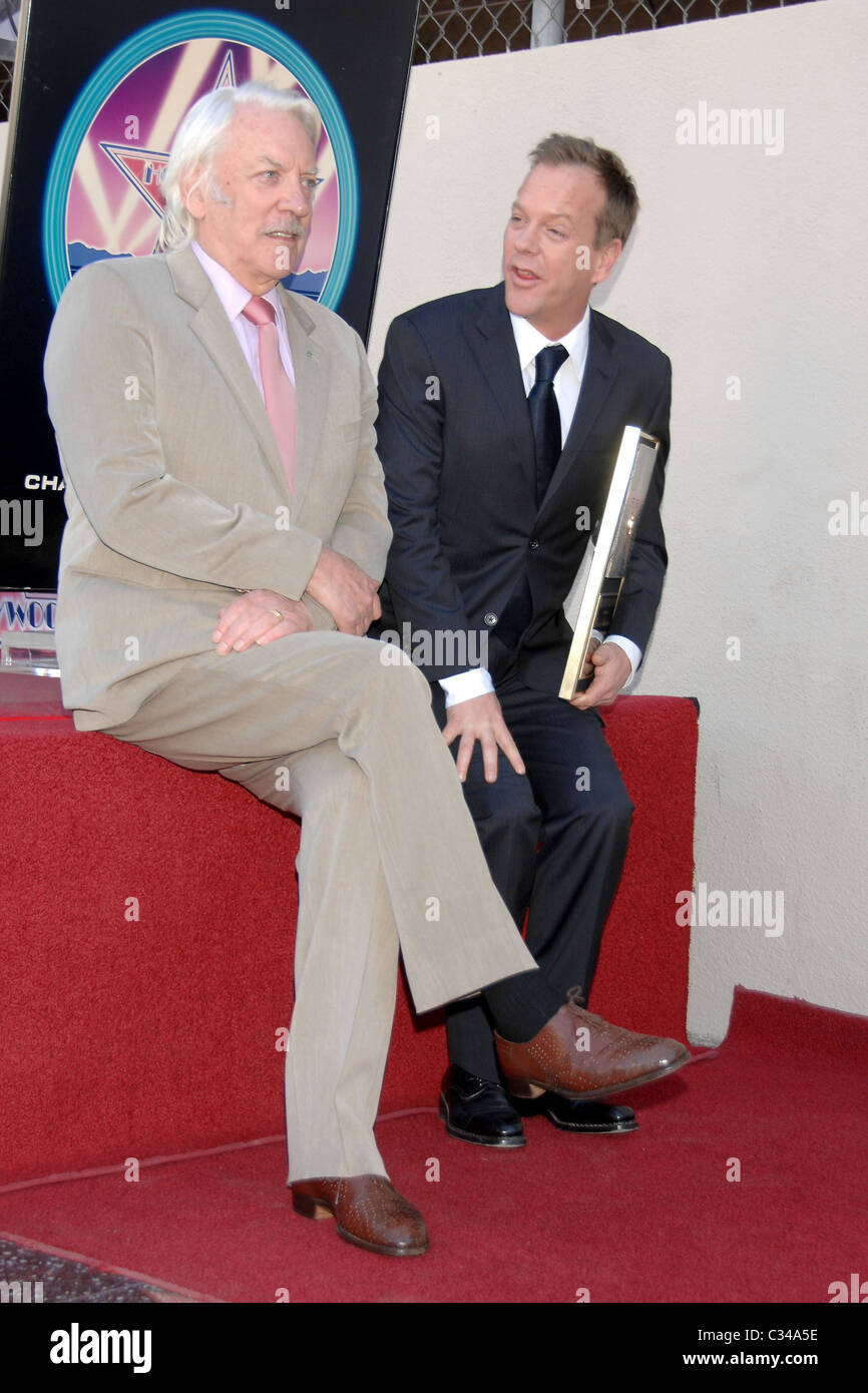 Donald Sutherland and Kiefer Sutherland Kiefer Sutherland receives the  2,377th Star on the Hollywood Walk of Fame Los Angeles, Stock Photo