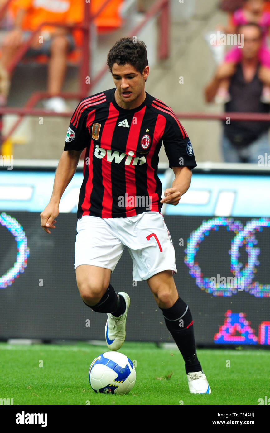 Alexandre Pato in possession of the ball whilst playing a Serie A match for A.C. Milan against Inter Milan at the San Siro Stock Photo