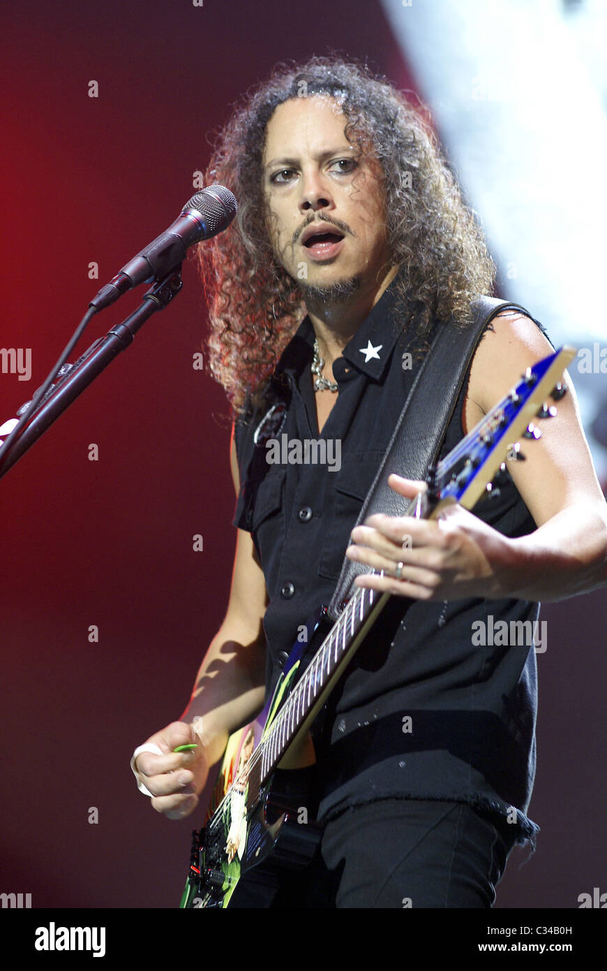 Kirk Hammett Metallica performing live in concert at the Allstate Arena as part of their 'Death Magnetic Tour' Chicago, Stock Photo