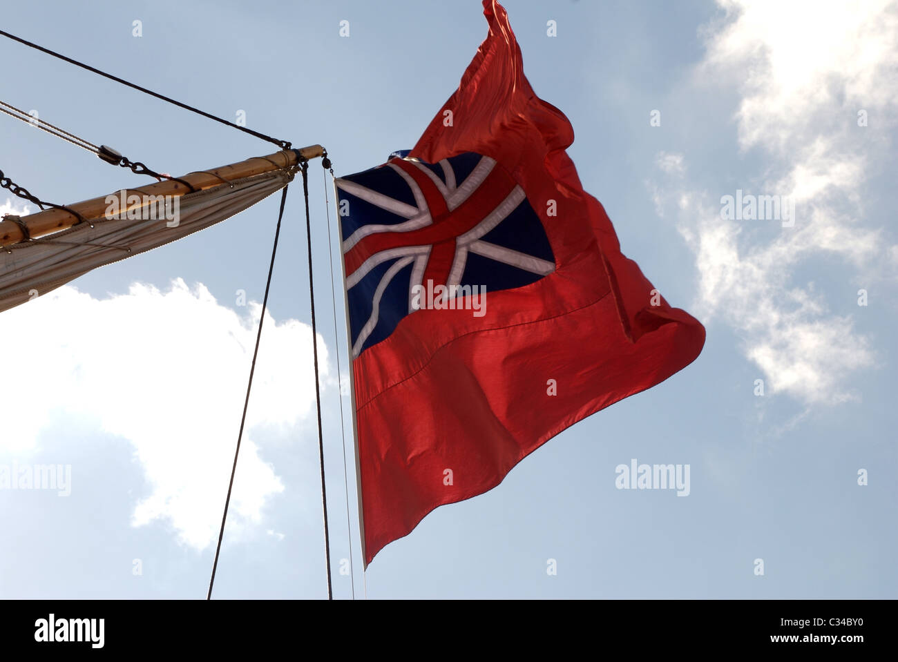 British ensign flag on ship, Brest 2008 Maritime Festival, Brittany, France Stock Photo