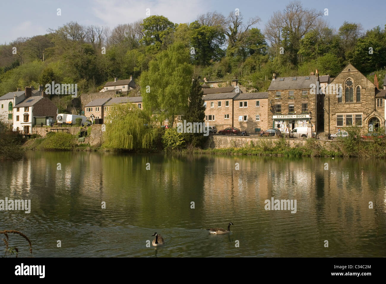 England Derbyshire Cromford pond Stock Photo