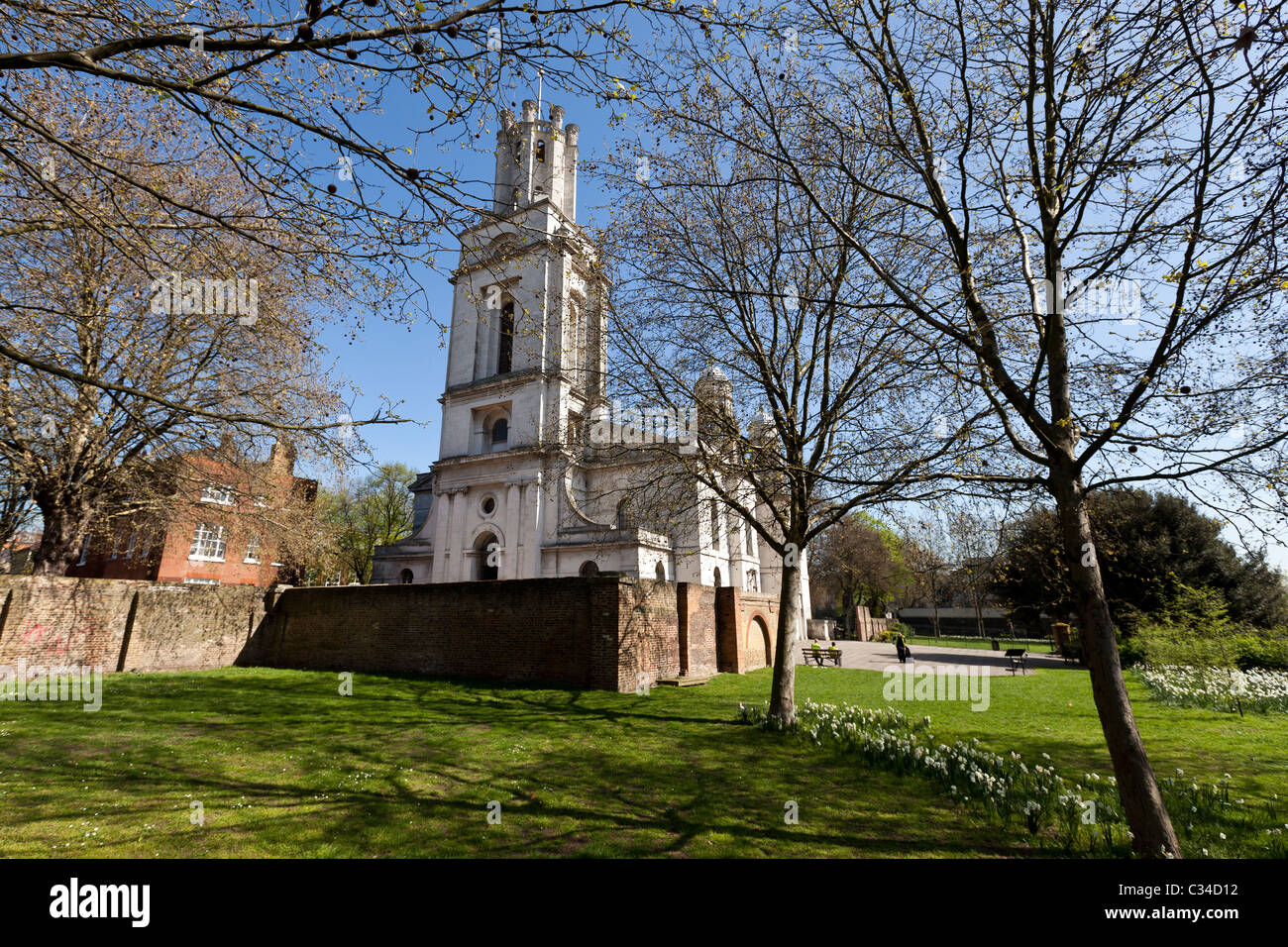 St George in the East Church, London, England, UK. Stock Photo