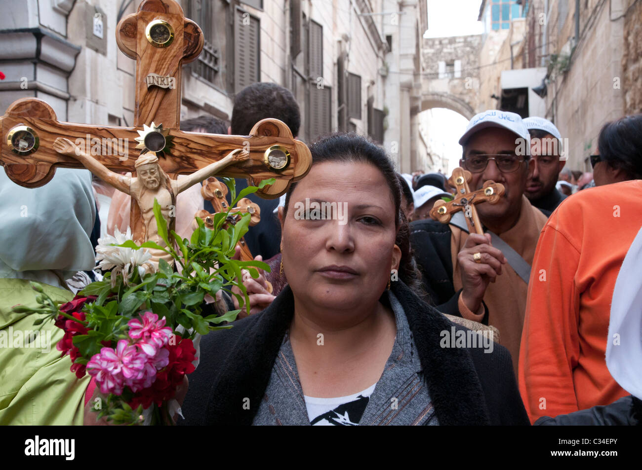 Good Friday processions along the way of the cross (Via Dolorosa) in ...