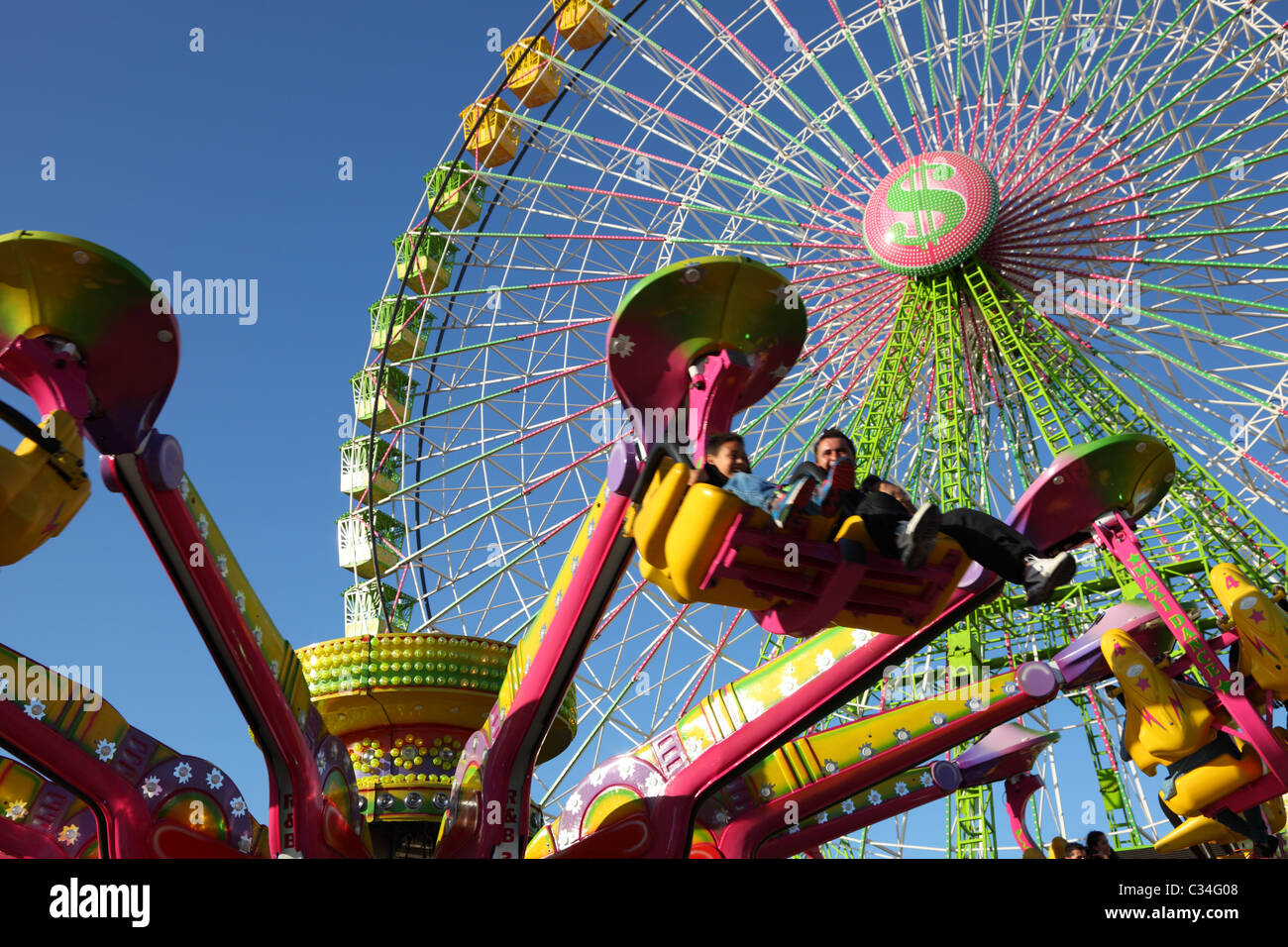 Amusement park ride in Santa Cruz de Tenerife, Spain. Stock Photo