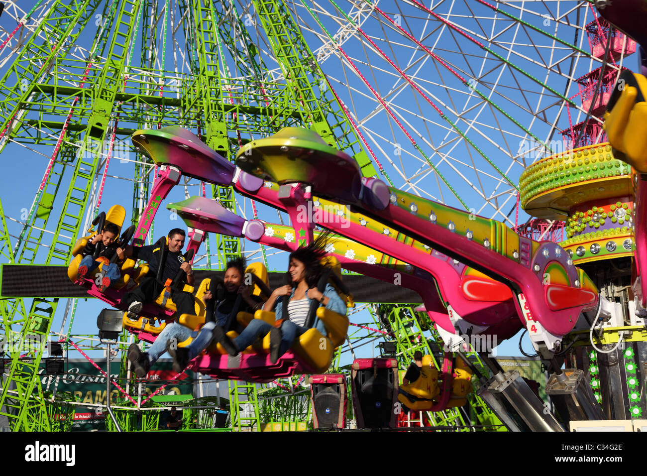 Amusement park ride in Santa Cruz de Tenerife, Spain. Stock Photo