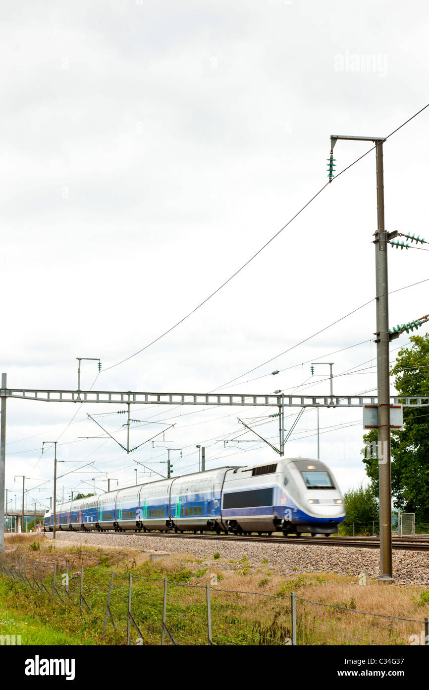 train of TGV, Burgundy, France Stock Photo Alamy