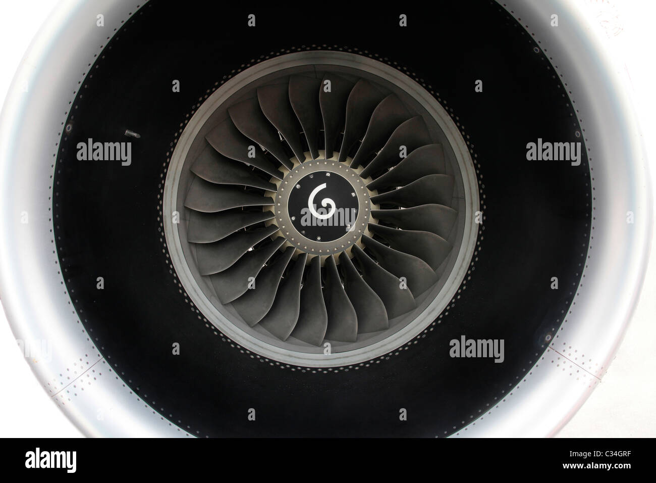 close up of turbojet of aircraft Stock Photo