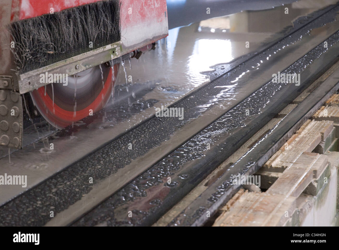 Cutting granite Stock Photo
