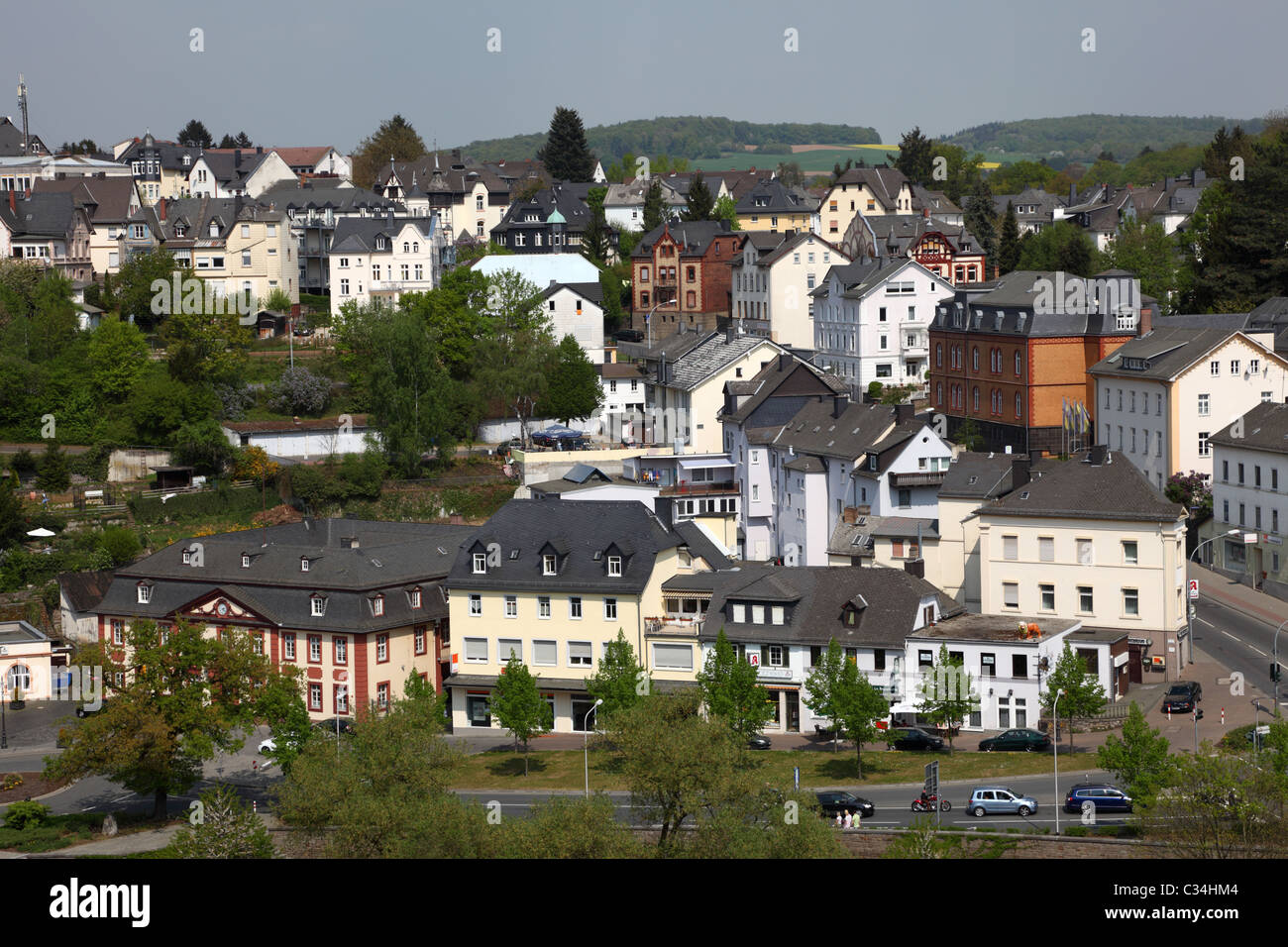 View over historic town Weilburg, Hesse Germany Stock Photo