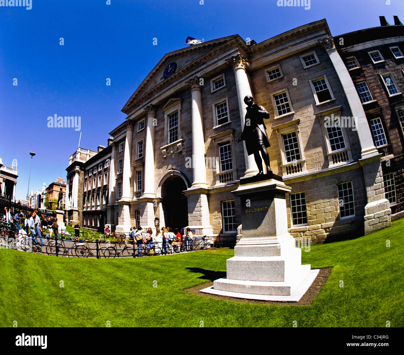 Dublin, Co Dublin, Ireland, Goldsmith Statue At Trinity College Stock